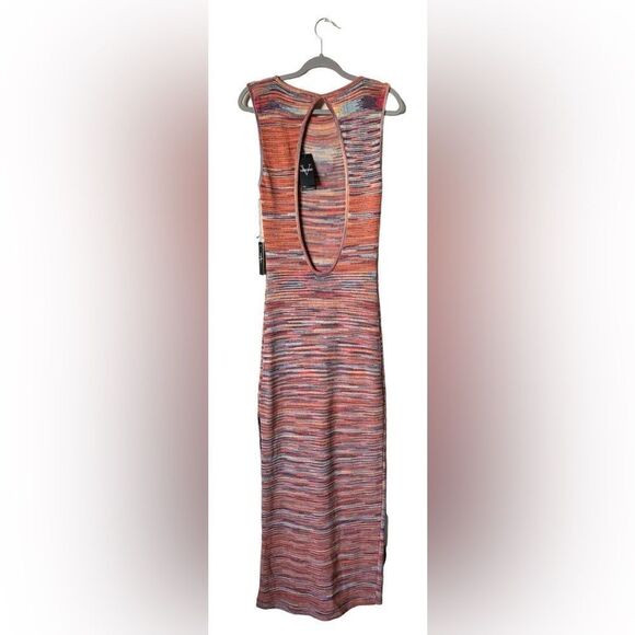 NWT Vertigo Knit Maxi Orange Pink Sweater Dress Bodycon Size L - Picture 7 of 11